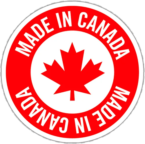 Made in Canada badge with maple leaf emblem