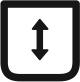 Icon indicating adjustable height dimension range